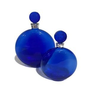 Worth "Dans la Nuit" Fragrance Bottle Blue Molded Glass Bundle 60 ML & 125 ML